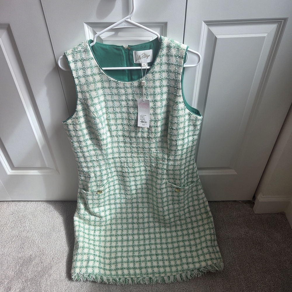 Lilly Pulitzer Fiddle Leaf Green Boucle Shift Dress